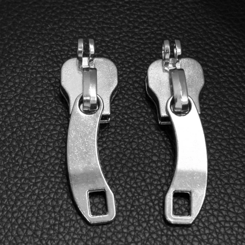 5 # 8  # 10 # Silver Zipper Sliders Pulls Lock Hole A Pair Of Left And Right Zipper Heads For Luggage Bags Travel Accessories