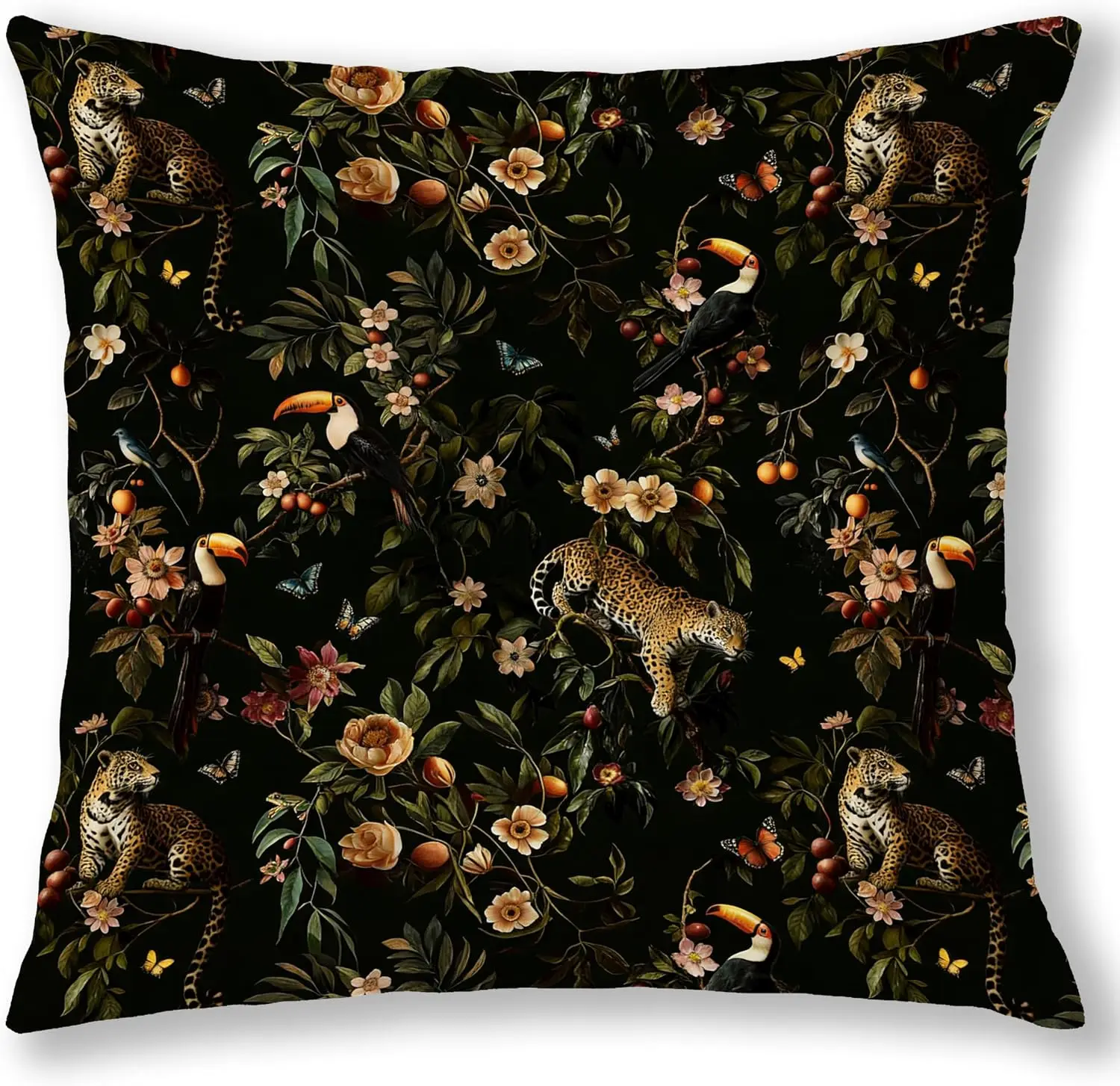 1pcsTropical Gothic Leopard Pillow Cover 18x18 Double-Sided, Dark Academia Room Decor, 1pcsEclectic Elegant Cheetah Tiger Throw