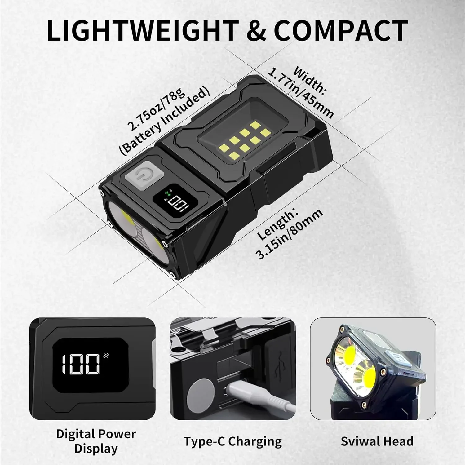 EDC مصابيح كاشفة بلمبات LED صغيرة قابلة للشحن المغناطيسي الشعلة كليب على EDC يده ضوء العمل للمشي التخييم الكلب المشي حالات الطوارئ