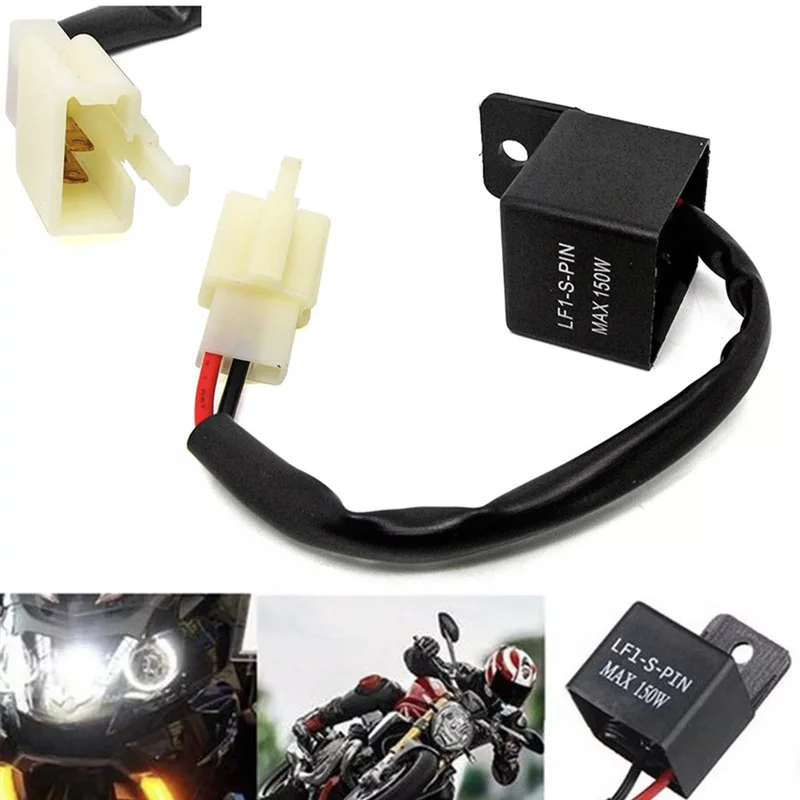 12V 2 Pin Electronic LED Flasher Relay Motorcycle 150W LED Turn Signal Bulbs Hyper Flash Indicator Light Flasher Blinker Relay