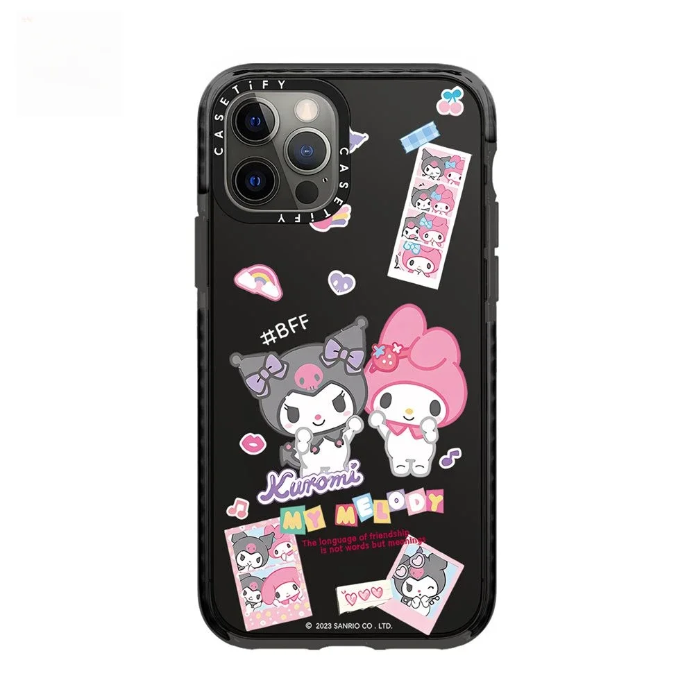 Kawaii Sanrio Kuromi Iphone Case Cute My Melody Girly Heart Soft  All-Inclusive Protection Case for IPhone16 15 14 13 12 Promax