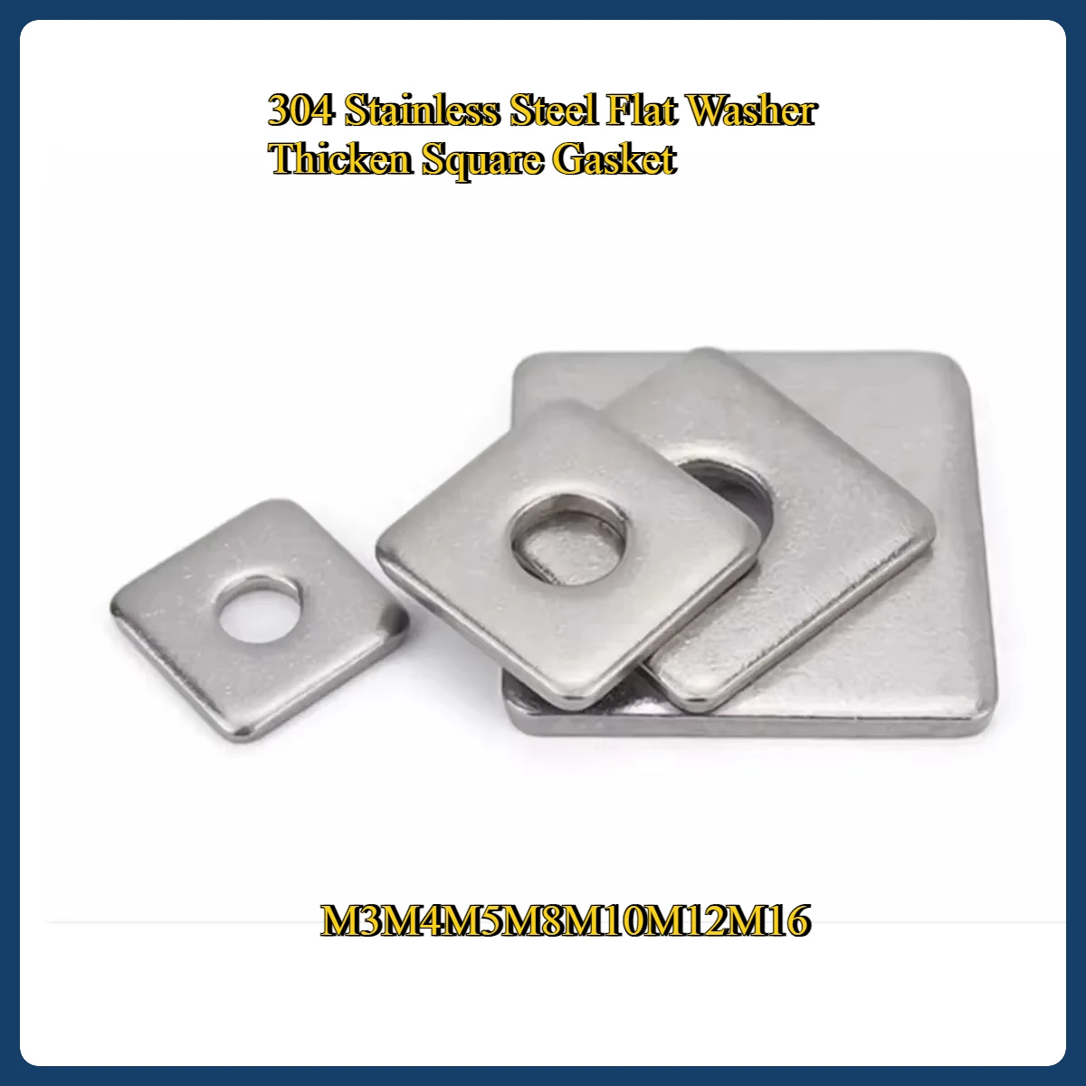 

304 Stainless Steel Flat Washer Thicken Square Gasket Curtain Wall Shim Metal Ring M3M4M5M8M10M12M16