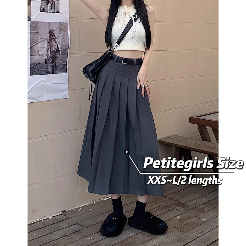 

Suit Pleats Sagging sensation Skirt Women 150cm Petite girls Advanced Sense High Waist Slim Medium length A-line Umbrella Skirt