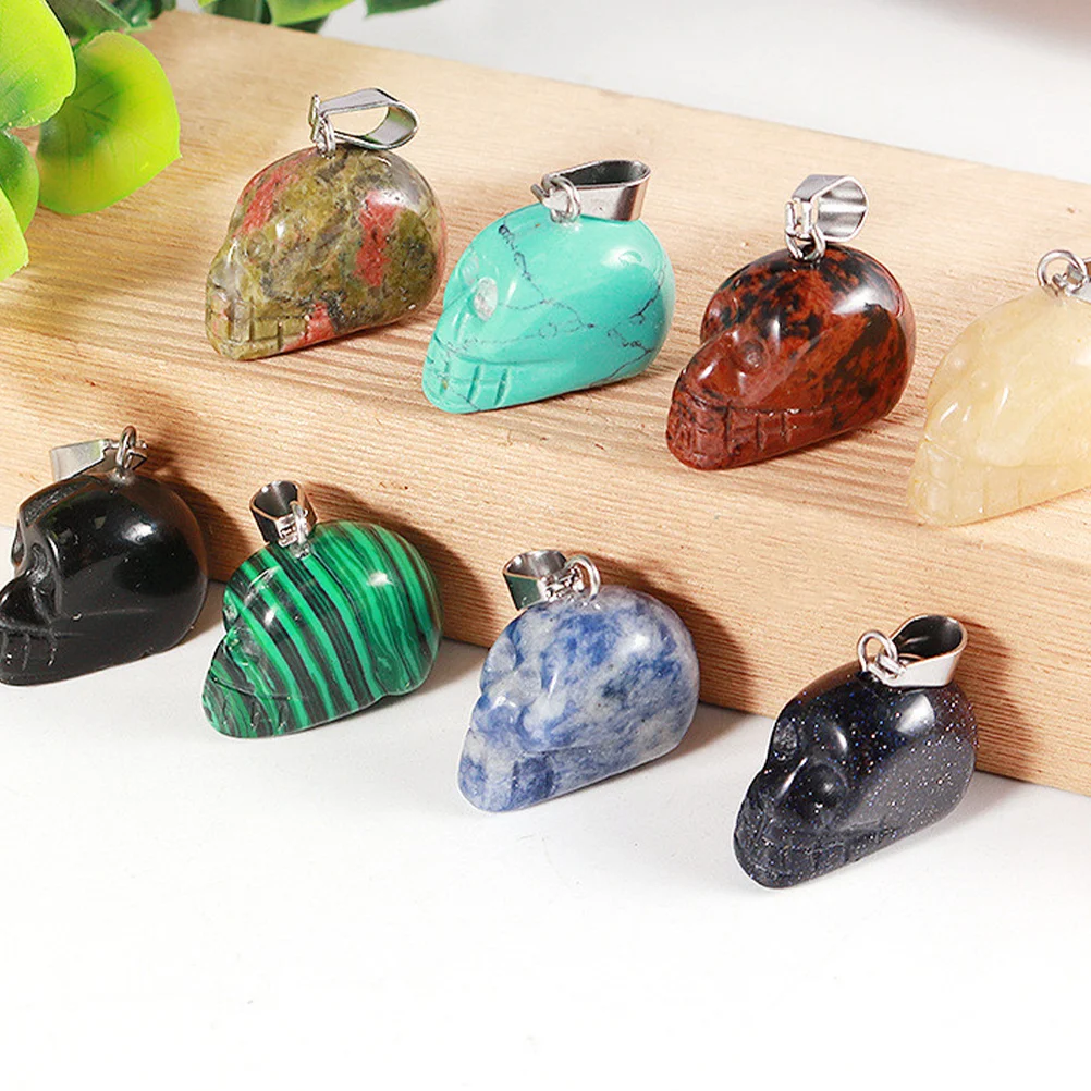 

8 шт. кулон с черепом R om цвет натуральный камень DIY ювелирные аксессуары уникальный дизайн Декор ожерелье H использование