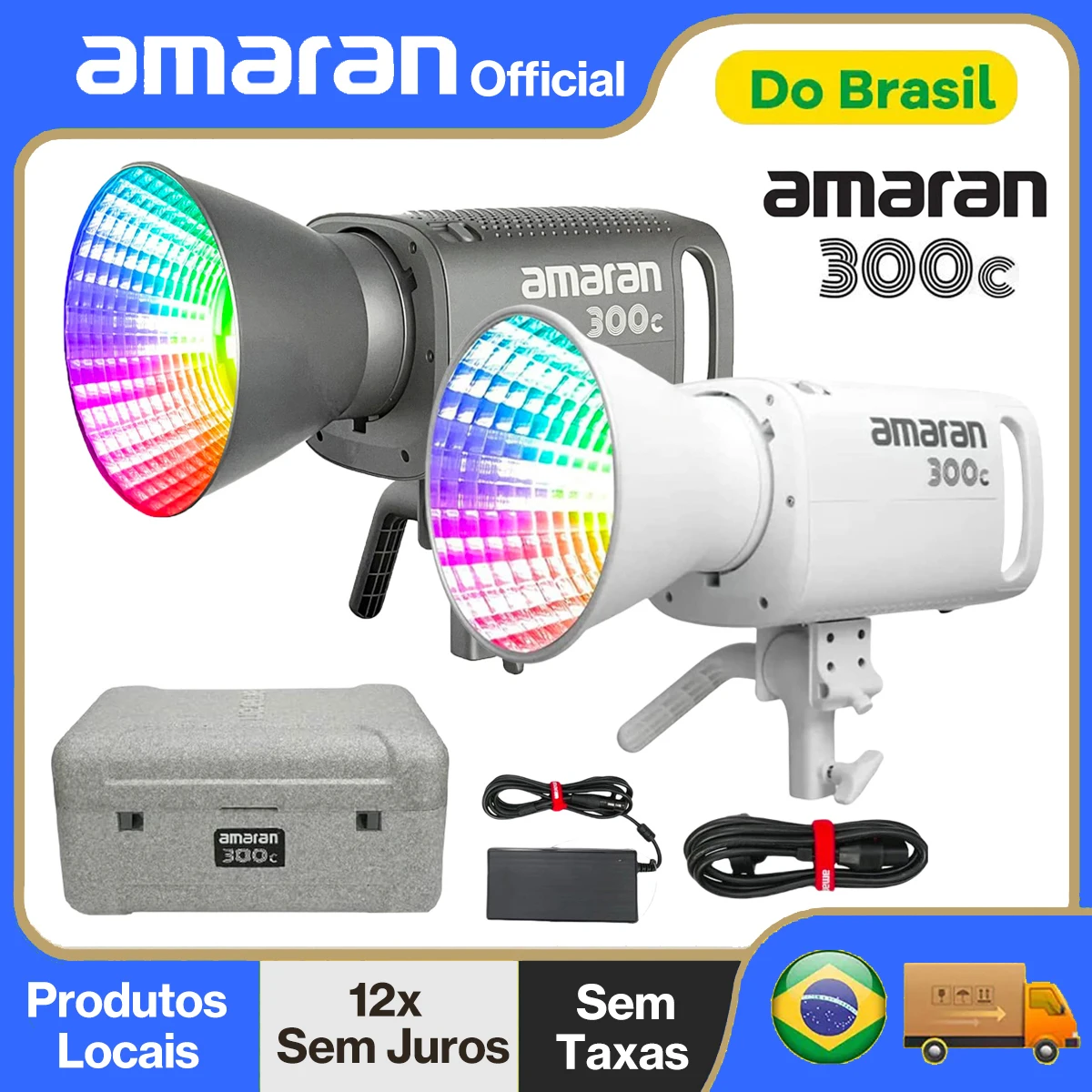 【Do Brasil】Amaran 300c RGB COB Video Light Bowen Mount 2500K-7500K with G/M Hyper Reflector APP Control by Aputure