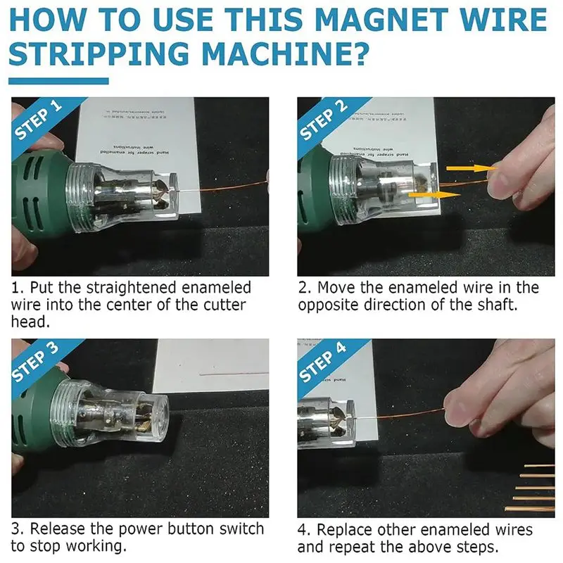 

SEO Handheld Magnet Wire Stripping Machine 75W Wire Stripper Cutter Enameled Wire Paint Scraper 12000R/Min (110V), EU Plug