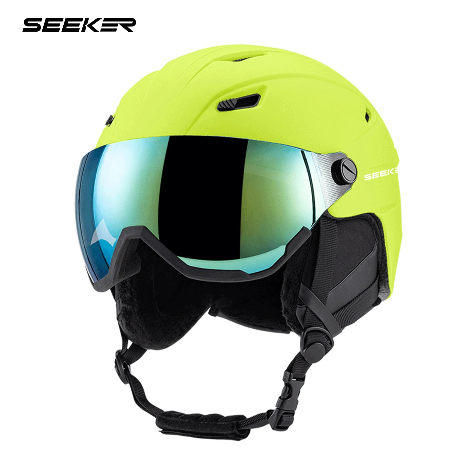 SEEKER winter helmet and mirror integrated ski helmet outdoor skiing and snowboarding sports unisex safety protective ski helmet