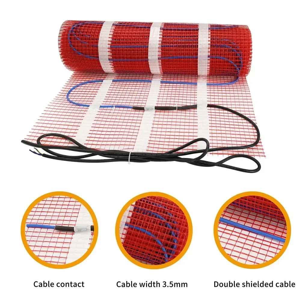 

Electric Floor Heating Kit Pad Digital Thermostat 220V Radiant For Warming Tile/Wooden/Cement Floor 50cm Width With Twin-conduct