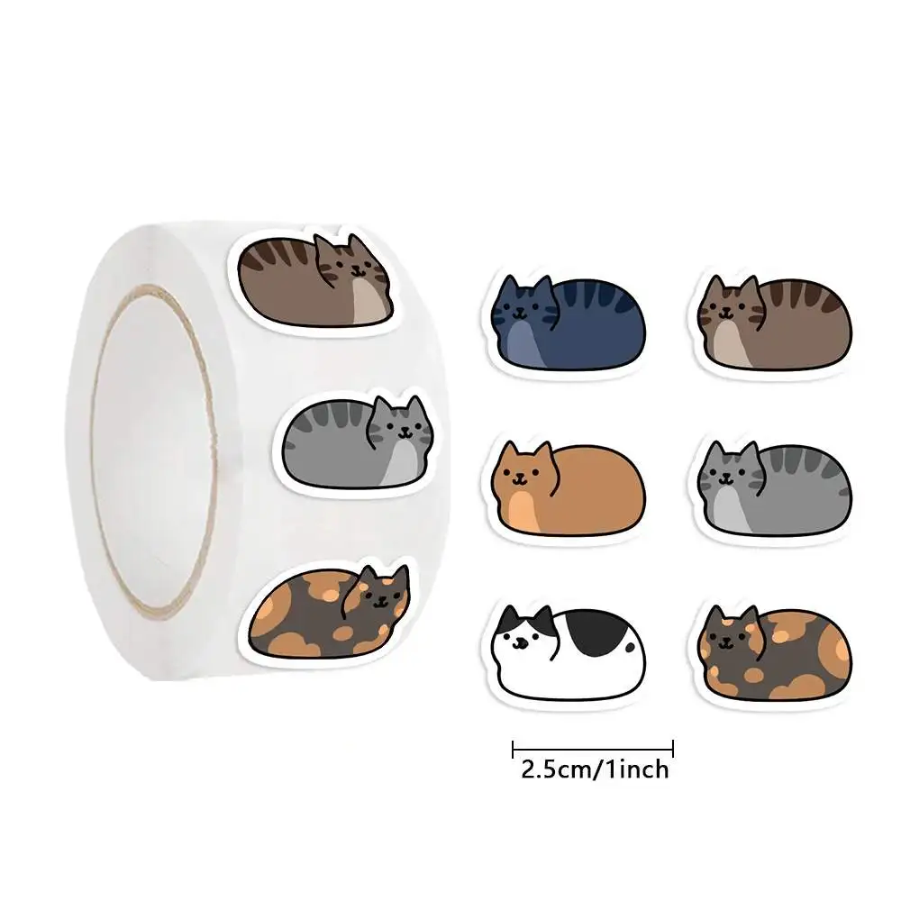 100-500 قطعة الكرتون القط لفة ملصقات DlY حفلة الغيتار الهاتف الديكور التسمية القرطاسية اسم ملصقات الحيوان صائق ألعاب أطفال #2