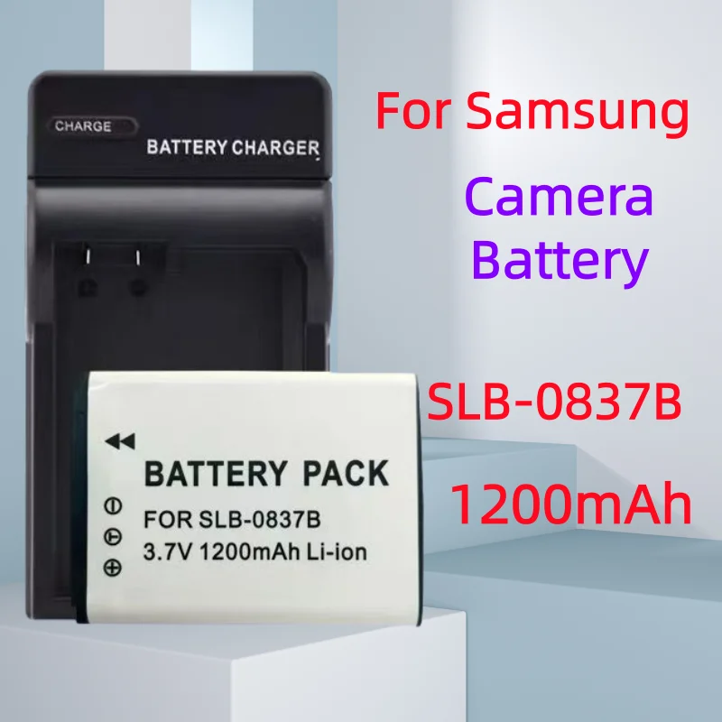 

1200mAh SLB-0837B SLB 0837B Battery or Charger For Samsung Camera Digimax L70 L83T L85T L201 L301 NV8 NV10 NV15 NV20 Battery