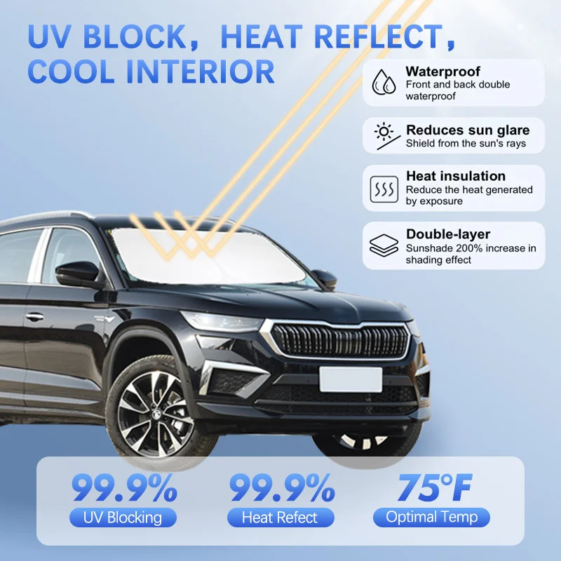 

Car Windshield Sun Shade For Skoda kodiaq Bolero Amundsen Sunshade Sun Visor Protector Blocks UV Rays Summer Car Accessories