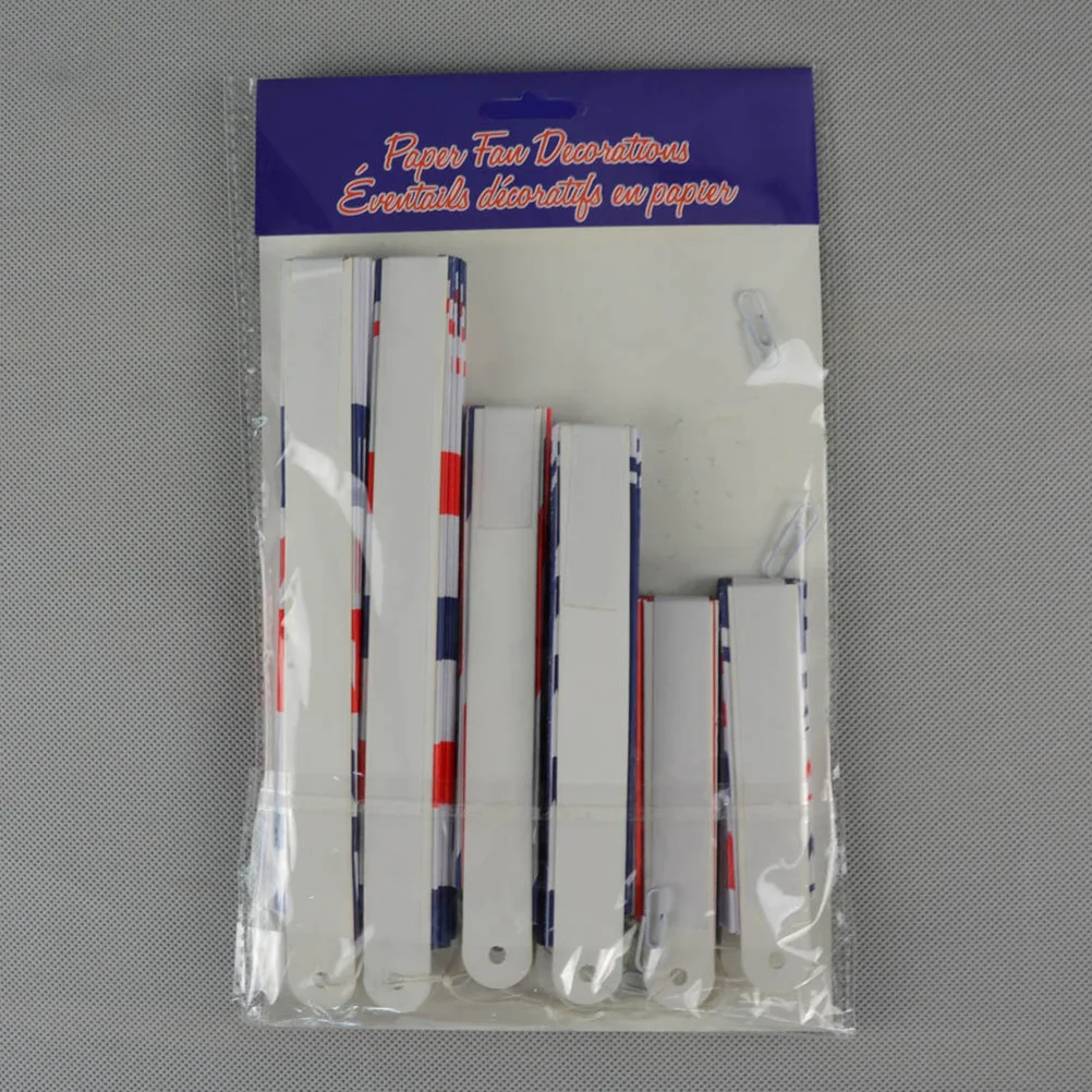 

6Pcs Us Flag Style Paper Fans Tissue Fans Decor for 4Th July Party Wedding Holiday Decoration Ceiling Festive Event Decoration