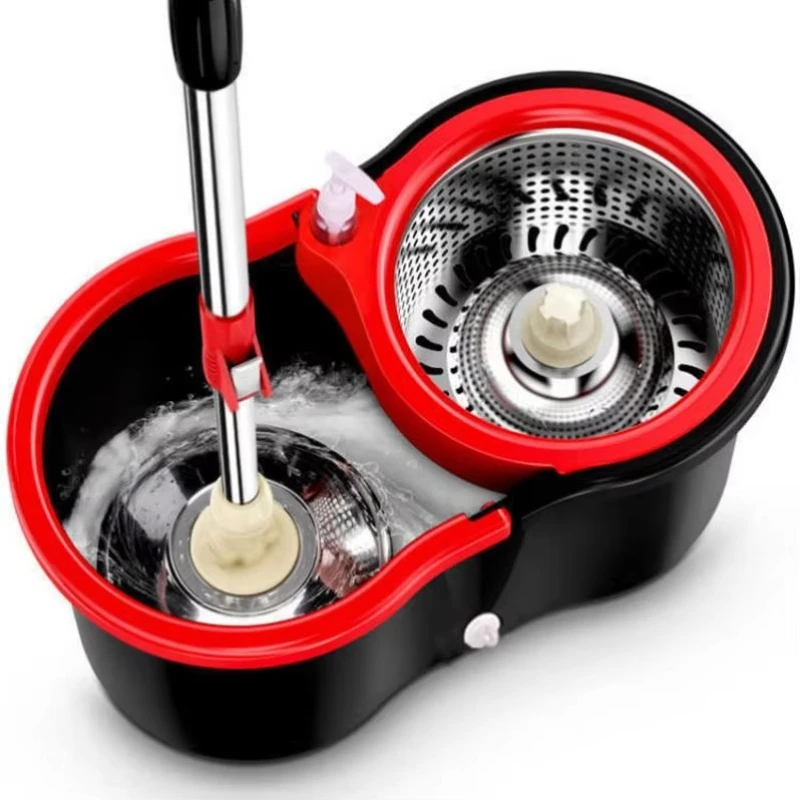 

Manufacturer wholesale black steel mop bucket set with rotating handle God mop double drive hand pressure rotating mop bucket