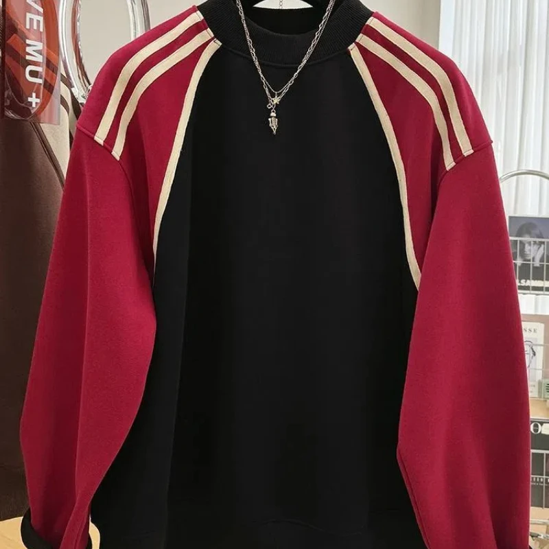 

Корейская мода, осенний победитель, новые женские пуловеры с круглым вырезом, бархатные утолщенные контрастные цвета, повседневные пуловеры с длинными рукавами, кофты, топы