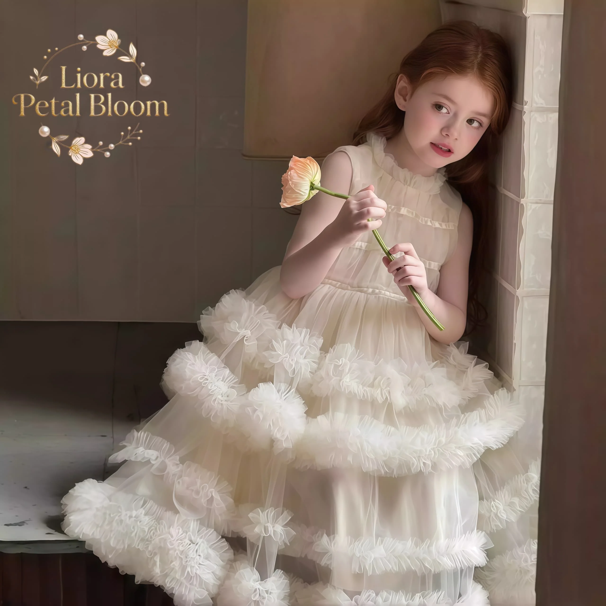 Girls' Layered Princess Dress Girls' Formal Wear A-Line Flower Girl Dress Flower Girl Attire Performance Costume Flower Girl