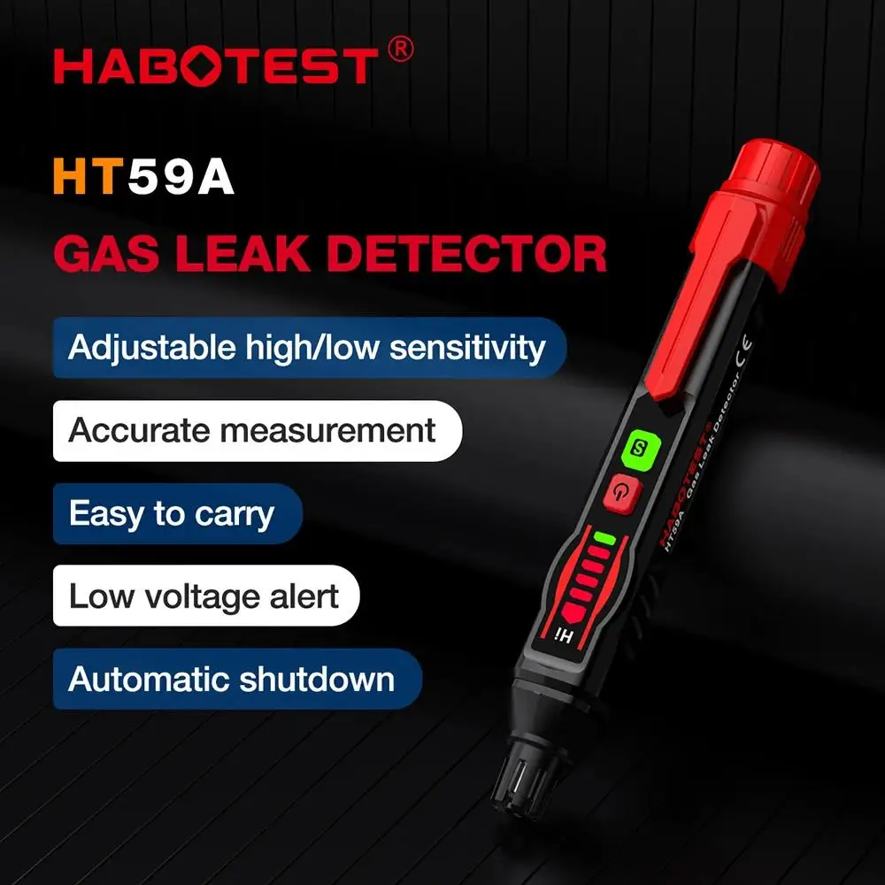 HABOTEST HT59A Natural Gas Detector with Audible & Visual Alarm Portable Gas Sniffer to Locate Combustible Gas Sources for Home
