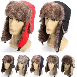 Winter Fluffy Fur Warm Caps Trapper Aviator Trooper Russian Ski Hat Earflap Windproof Waterproof Lei Feng Cap Unisex Bomber Hats