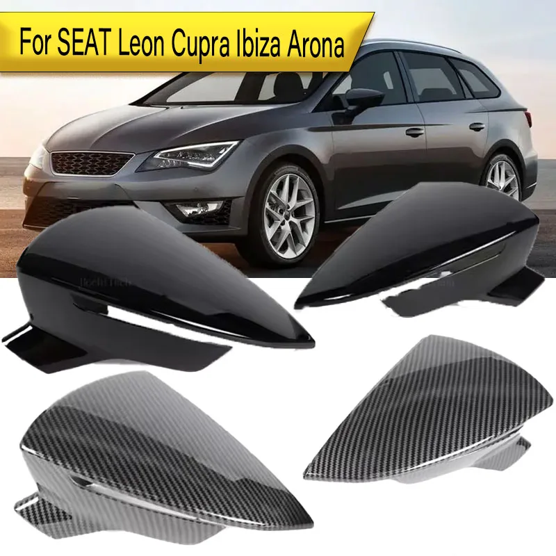 

Pair Car Side Wing Rearview Mirror Cover For SEAT Leon MK3 5F ST FR Cupra Ibiza Mk5 Arona KJ7 2017-2020 Black/Carbon Look