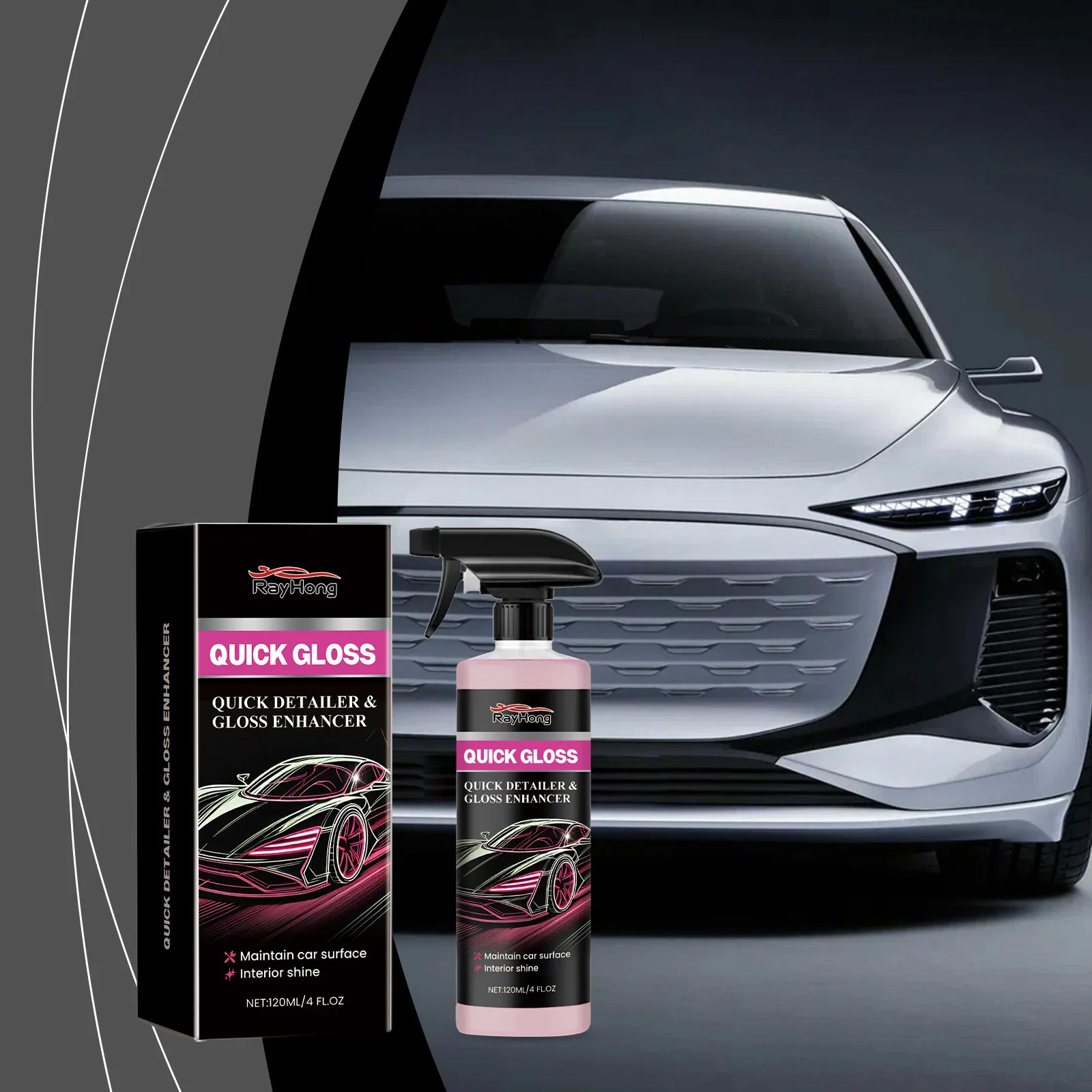 

Car Gloss Enhancer Spray 120ml - Water Repellent Coating & Protective Layer for Paint with UV Shield & Dirt Resistance