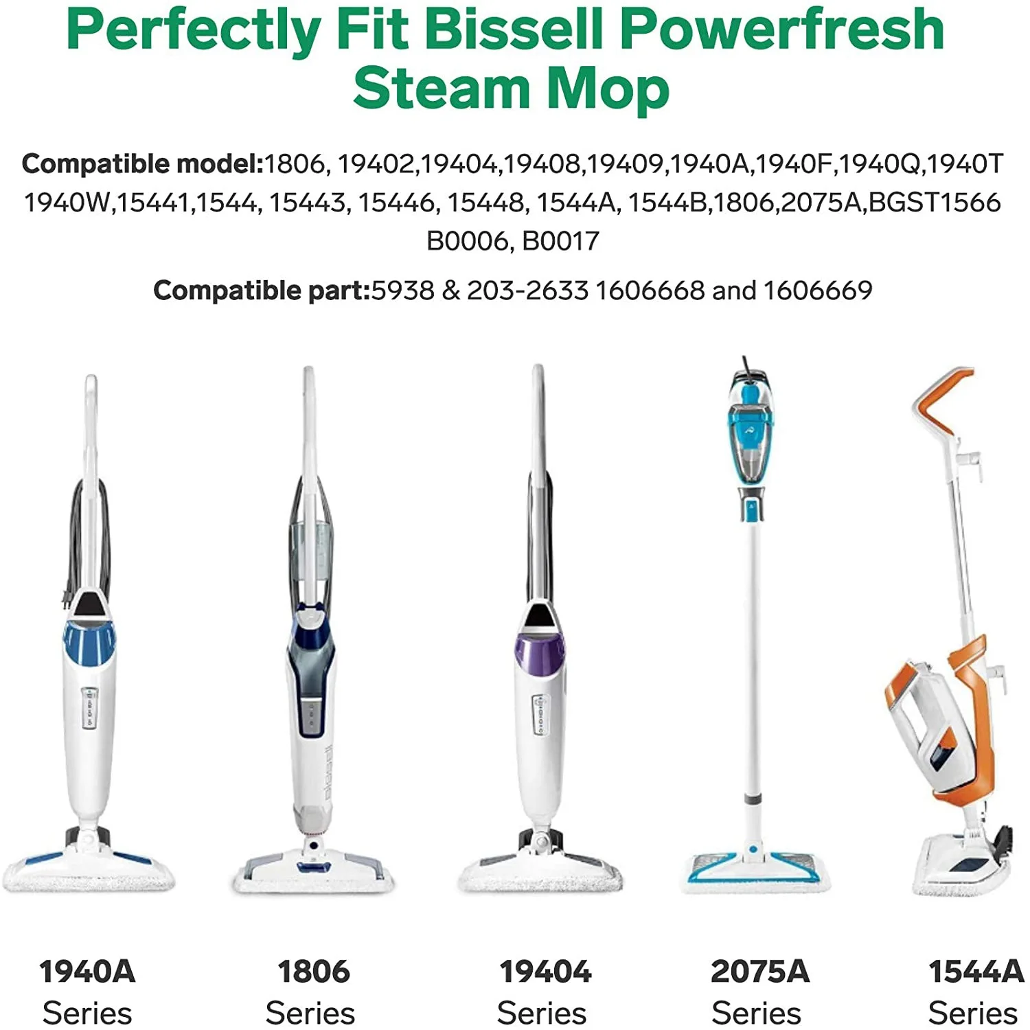 8 Pack Steam Mop Pads สําหรับ Powerfresh Steam Mop 1940 1544 2075 1440 1806 Series