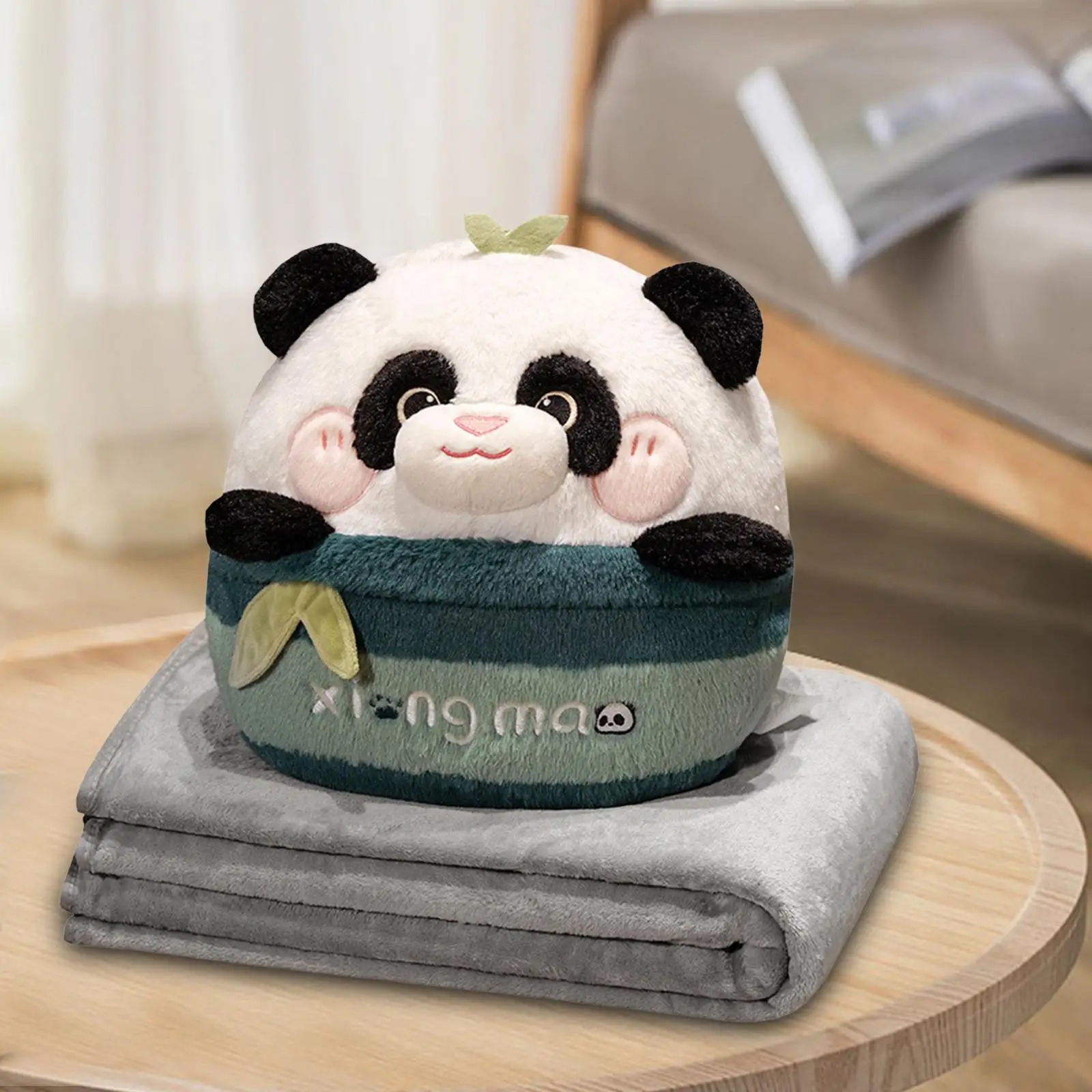 

Panda Plush Pillow with Blanket Home Decoration Comfortable Decorative Plushies for Girls and Boys Birthday Gift Couch Sofa Bed
