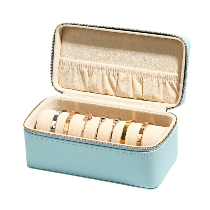 Portable 2 Tiered Jewellery Case Secure Lockable with PU Leather Craftsmanship