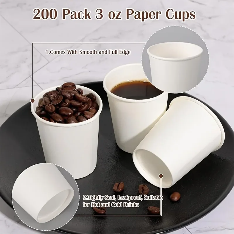 100PCS Disposable White Paper Cup Mini Tasting Cup Compressed Coffee Mouthwash Supermarket Restaurant Coffee Shop Bathroom Hotel