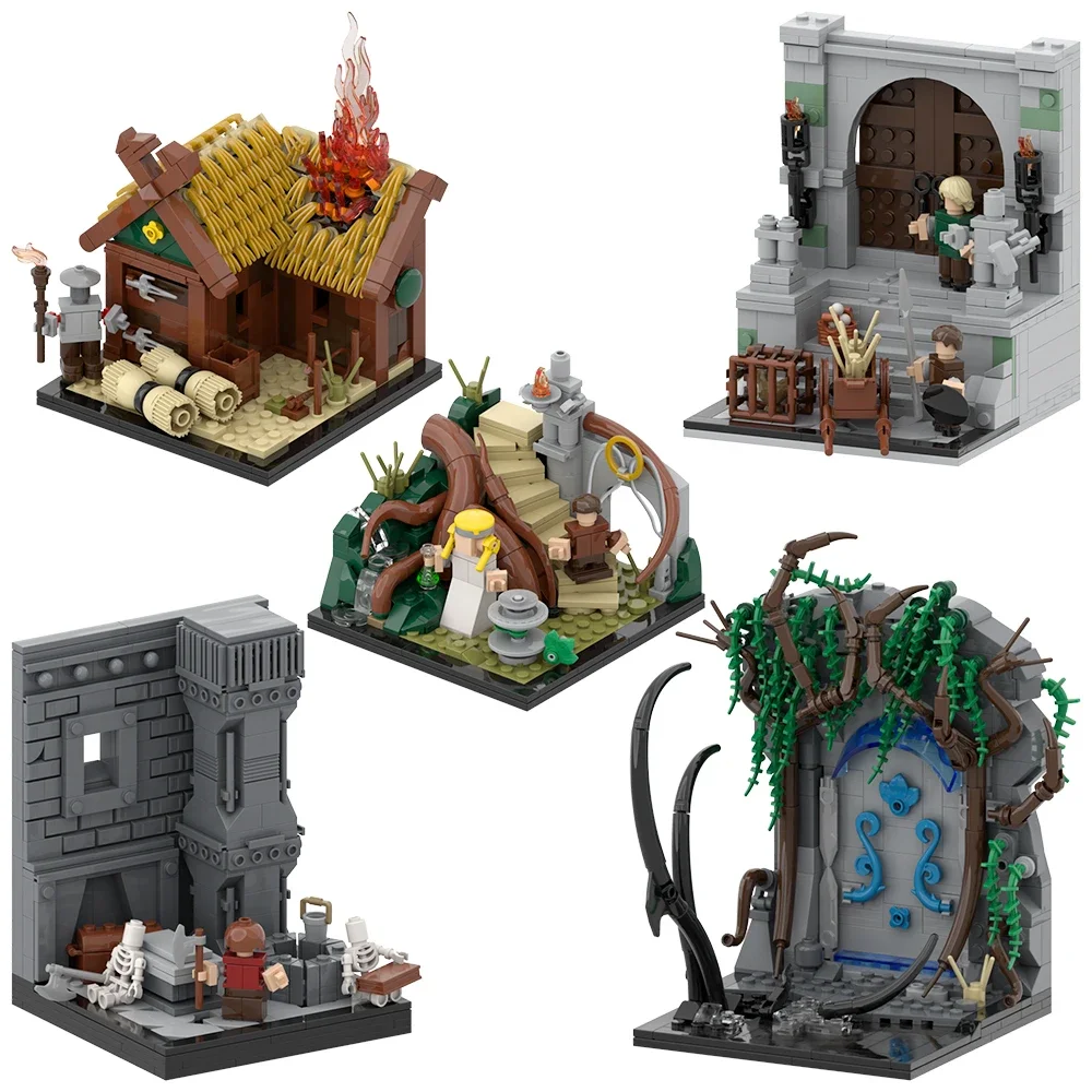 MOC Medieval Architecture helmss Deep Building Blocks Movie Scene The Rings  Model Oliphants Mech Bricks Assembled Toy Kids Gift