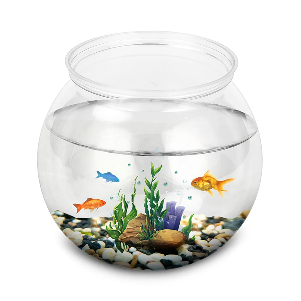 

4Pcs Round Fish Tank Durable Transparent Goldfish Bowl Decorative Aquarium Desktop Terrarium Home Party Flower Vase Stylish Pet