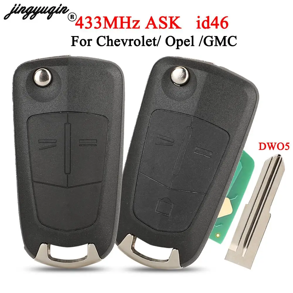 jingyuqin 2/3 BUTTON 433MHz FSK Flip Car Remote Key id46 Chip For Chevrolet Captiva Opel Antara ZAFIRA GMC Terrain 2008-2015 fob