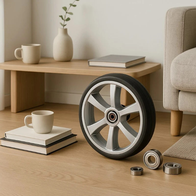 

EVA Wheel for Shopping Cart, Wear Resistant Non-slip Damping Wheels, Metal Bearing Diameter 20cm, Durable Replacement