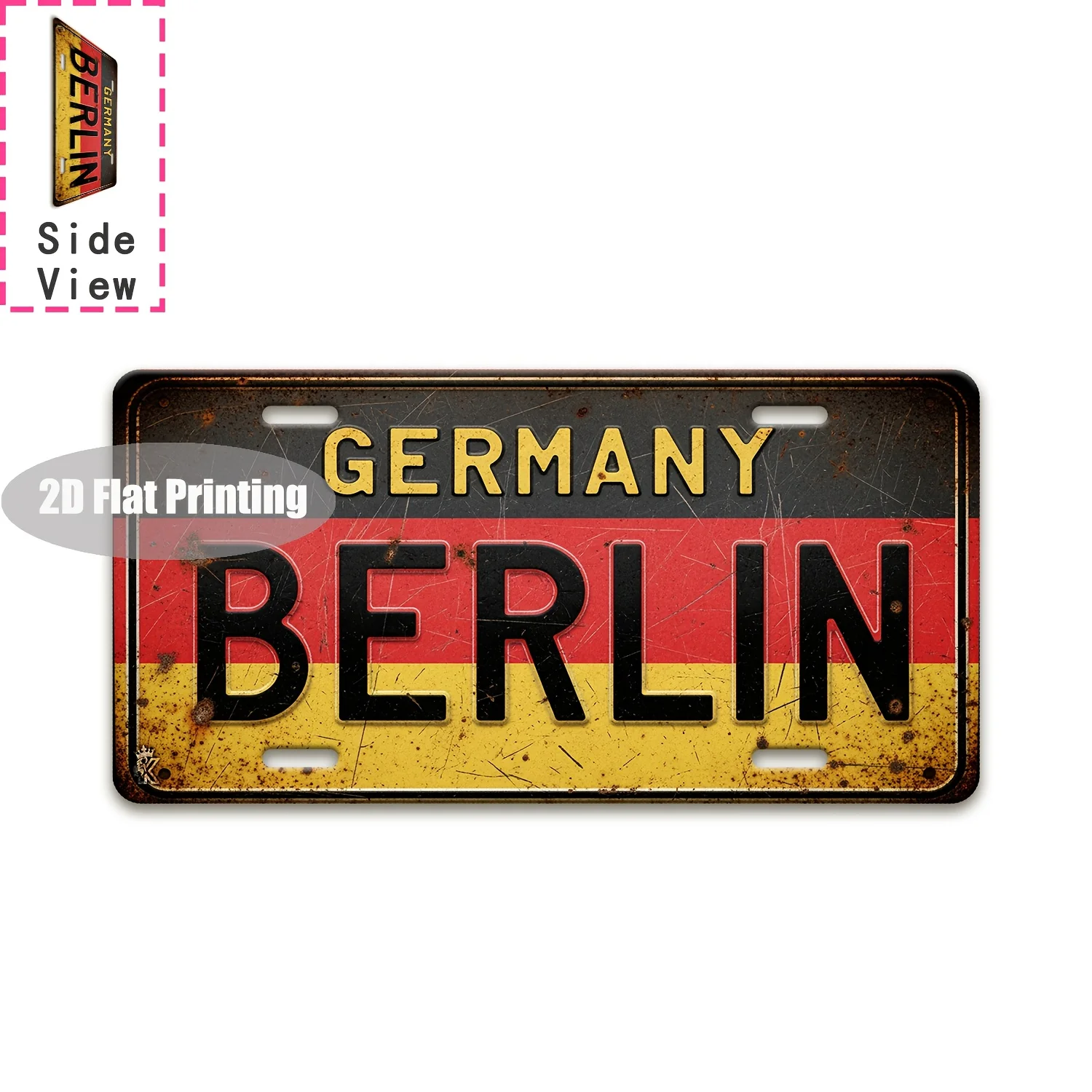 Aluminum Painting Vintage Berlin Germany Flag License Plate Retro Metal Tin Sign Wall Decor For Home Bar Man Cave German Travel