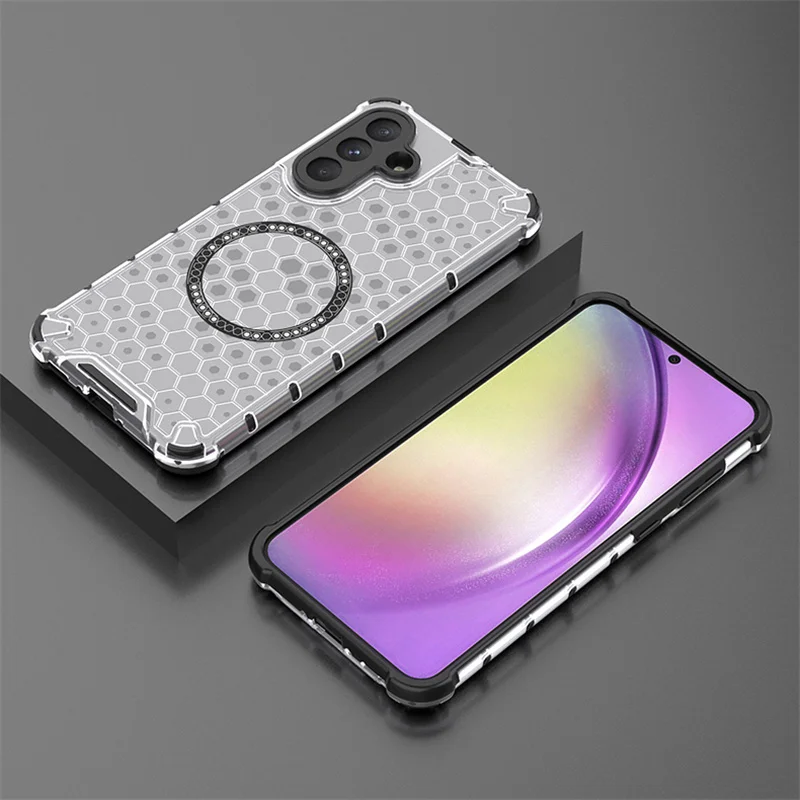 Durchscheinende Rüstung stoßfeste Handyhülle für Samsung Galaxy S23 S24 Plus S25 Ultra A55 A16 A36 A56 magnetische Abdeckung Hartschale