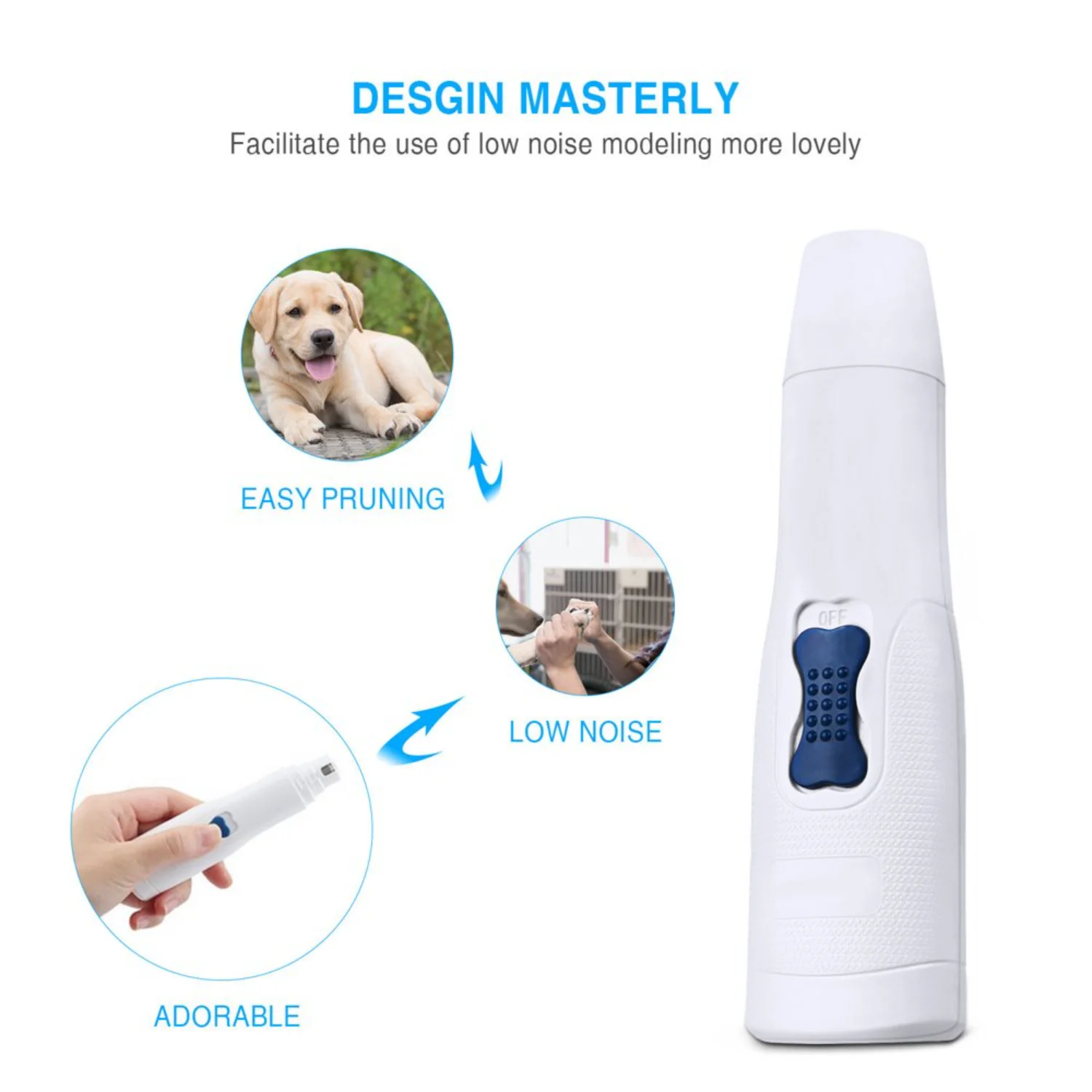 Portable Pet Nail Grinder for Dogs/Cats - Battery-Powered Auto Nail Clippers for Large/Small Pets - Smoothing Paw Perfect Trimme