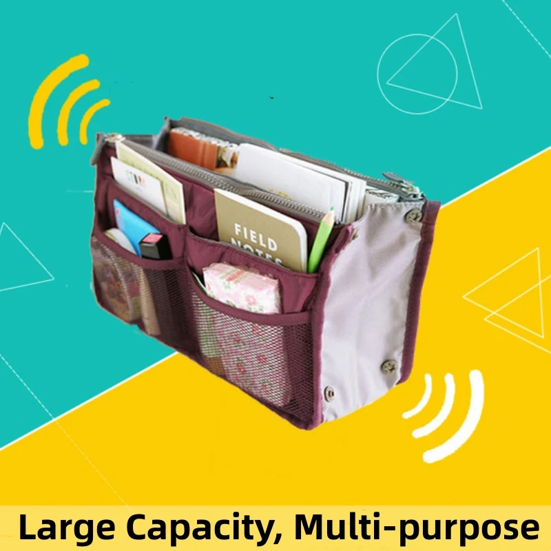 Organizer Insert Bag Women Nylon Travel Insert Organizer Handbag Purse Large liner Lady Makeup Cosmetic Bag Cheap Female Tote