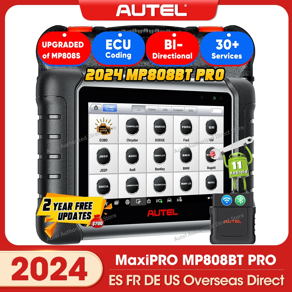 Autel MaxiPRO MP808BT PRO OBD2 Scanner Car Diagnostic Tools Online ECU Coding VAG Guided, Active Test PK MK900BT MP900 MP808S