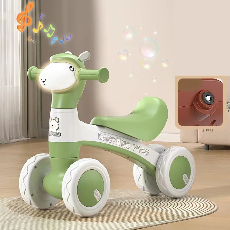 Coche deslizante de edición de lujo, Scooter de Alpaca, carrito para caminar con equilibrio de cuatro ruedas para bebés de 1 a 3 años, andador de aprendizaje para niños