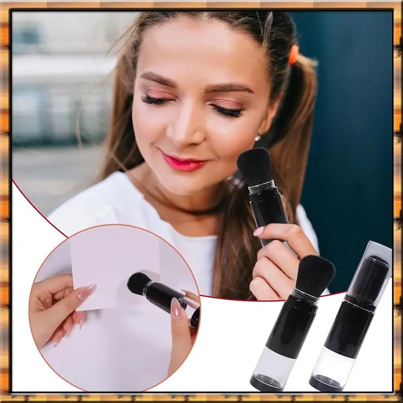 A78K جديد 2 قطعة النقش مسحوق فرش قابل للسحب قضيب أداة الحرفية اللوحة فرشاة لمساحيق التجميل شعيرات ناعمة مقبض أداة