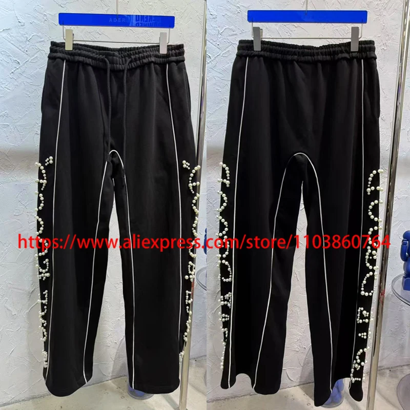 

High Street GOODBRAND Casual Pants Pearl Decoration Light Luxury Fashionable Men's Women's GOOD Sweatpants