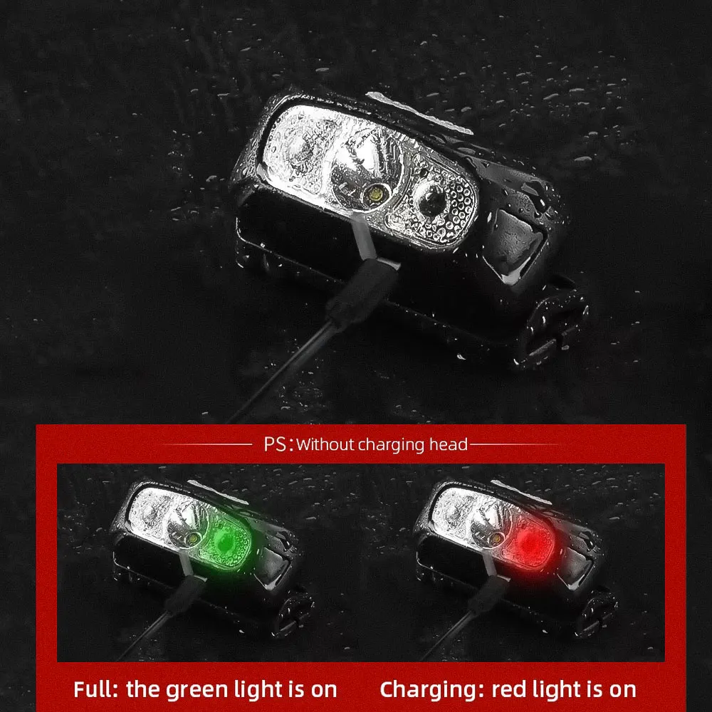 Dropshipping LED Mini Headlamp red white Headlight USB Rechargeable Head Torch Flashlight Lamp Light Camping Flash Lantern