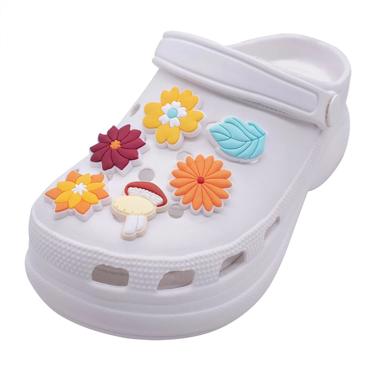 Dijes de zapatos de setas de girasol para niños y adultos, Pin para Crocs, accesorios de decoración, regalos de fiesta de Navidad, recién llegados, gran oferta