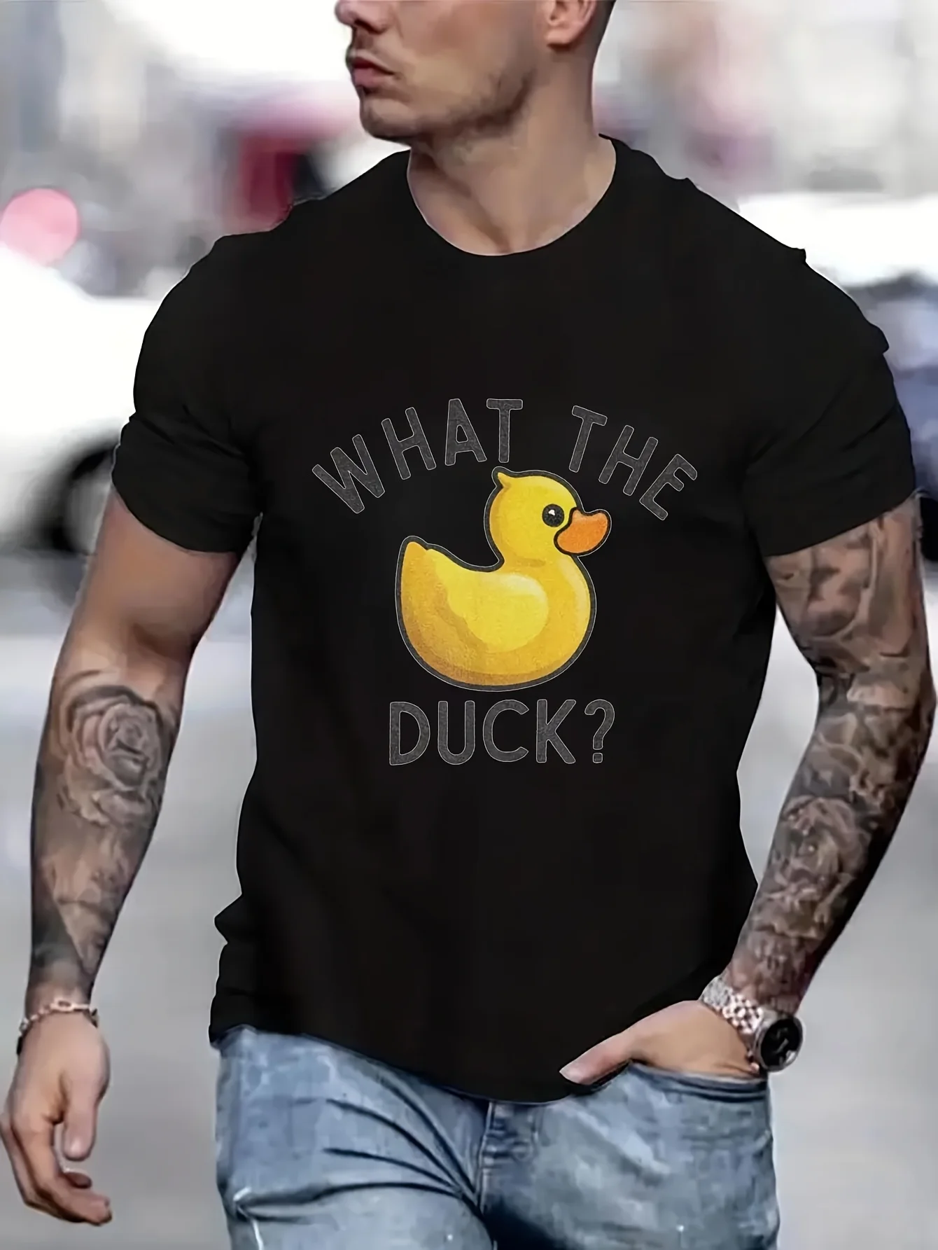 

What The Duck New Gifts And T-Shirts Funny Shirt Designer Clothes Men Oversize T-Shirts Man Clothes B5021059