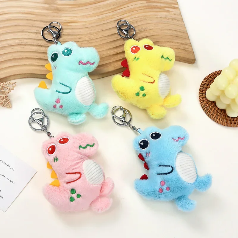 Cartoon Kawaii Pluche Pop Dinosaurus Zachte Sleutelhanger Mode Pluche Rugzak Hanger Auto Sleutelhanger Creatieve Verjaardagscadeau