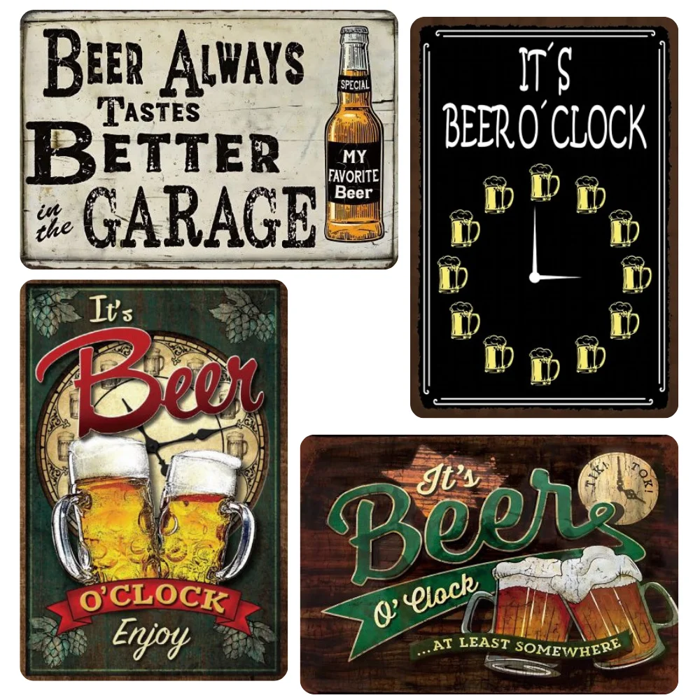 

4 Pieces Beer Metal Tin Signs Funny Signs for Bar Cafe Man Cave Decor Room Home Wall Decor Gifts For Friends