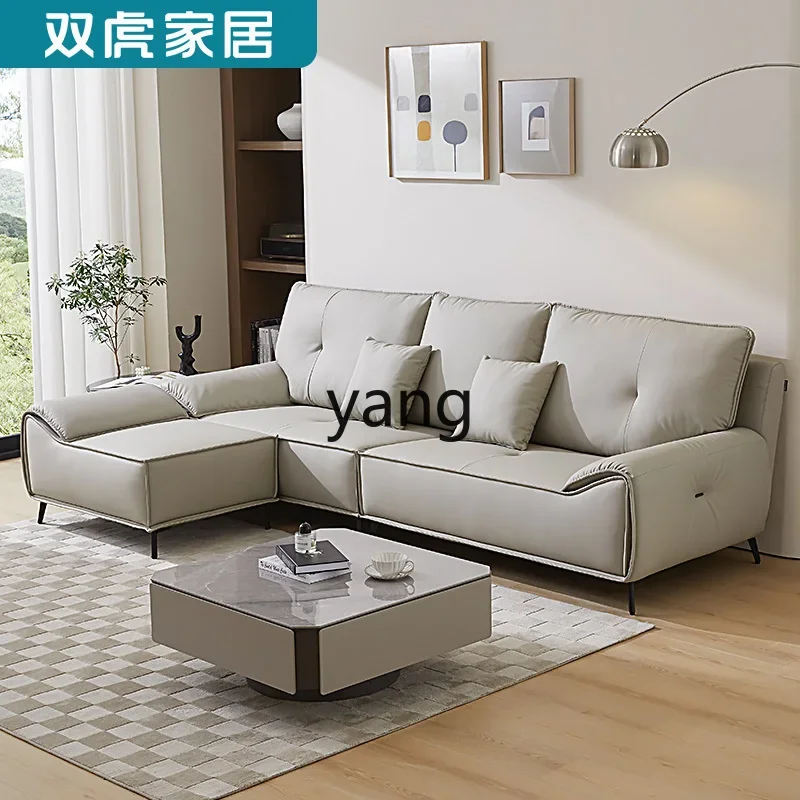 Lmm living room high-end atmospheric light luxury cream wind straight row leather sofa