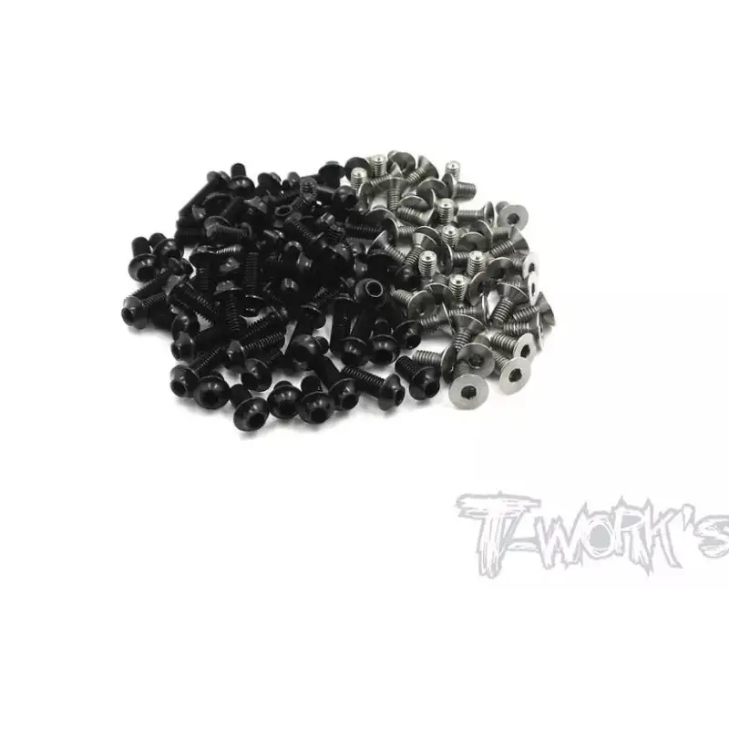 Original T works TASSU-T4'21 64 Titanium &7075-T6(UFO Head) Black Screw set 117pcs.( For Xray T4'21 ) Professional Rc part