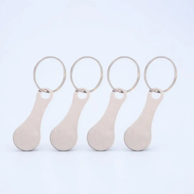4Pcs Shopping Cart Token Key Ring High Grade Stainless Steel Portable Trolley Remover Easy Pull Design Keychain for Supermarket