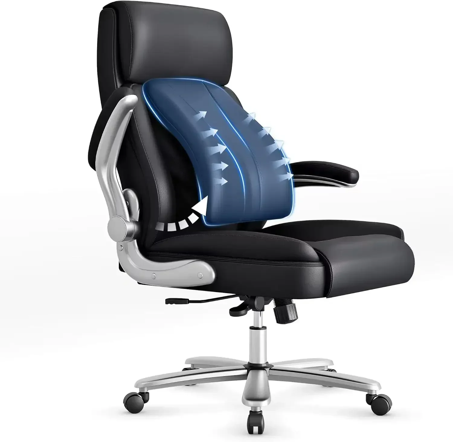 

Ergonomic Desk Chair, 500lbs Heavy Duty Executive Leather Chair with Adjustable Lumbar Support Flip-up Arms