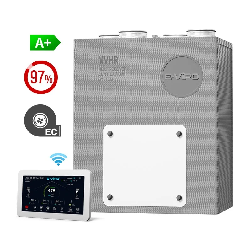 ERV Recuperator مثبت على الحائط لتهوية الهواء النقي واستعادة الطاقة ونظام تهوية VMC ونظام تهوية لاستعادة الطاقة