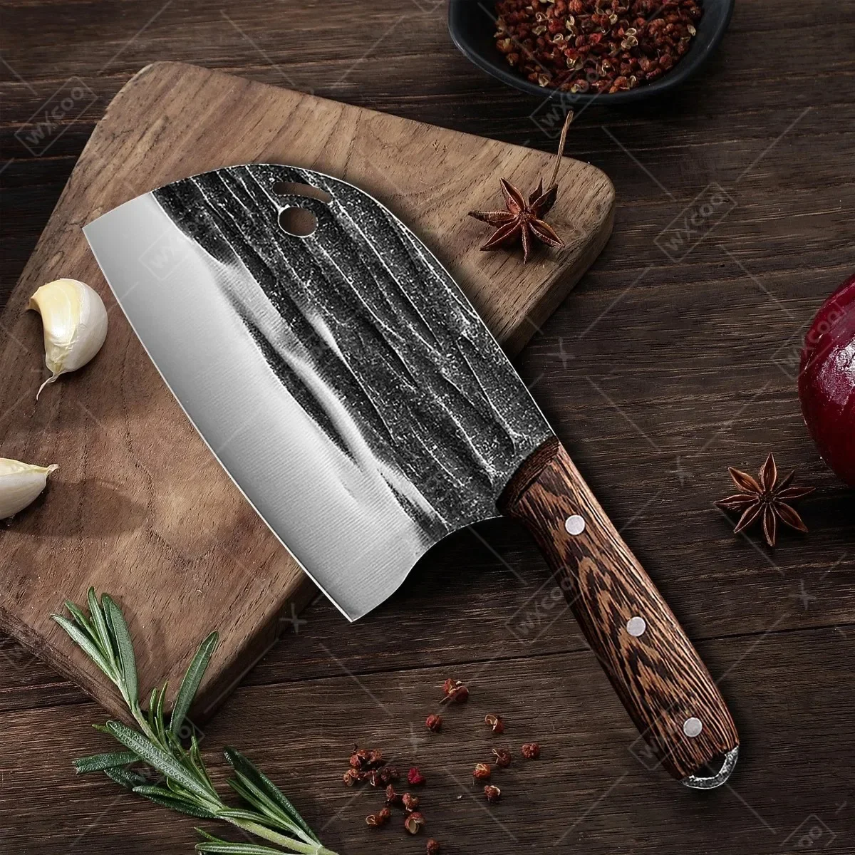 WXCOO Kitchen Utility Knife Houseware Blade Stainless Steel Fruit Knife Slicing Butcher Knife Wooden Handle Bottle Opener